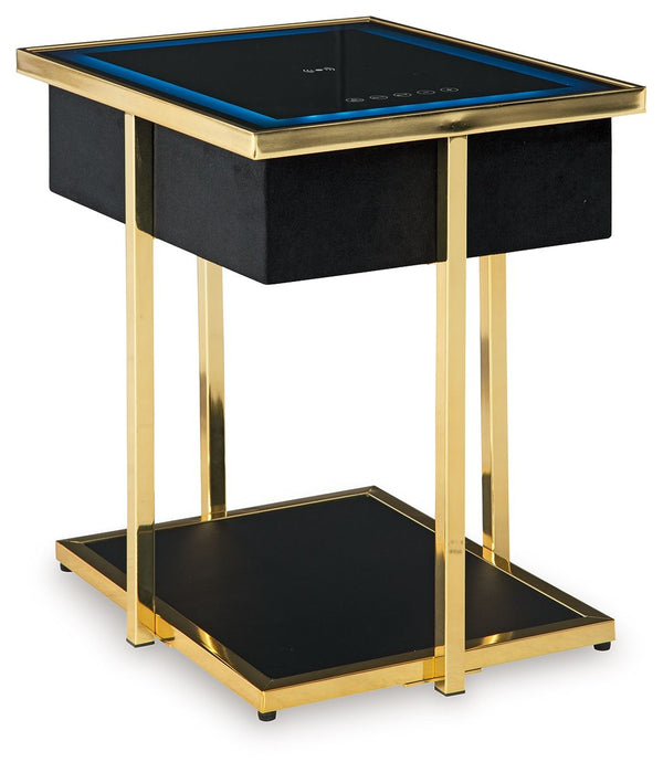 Rexwell - Black / Gold Finish - Accent Table With Speaker