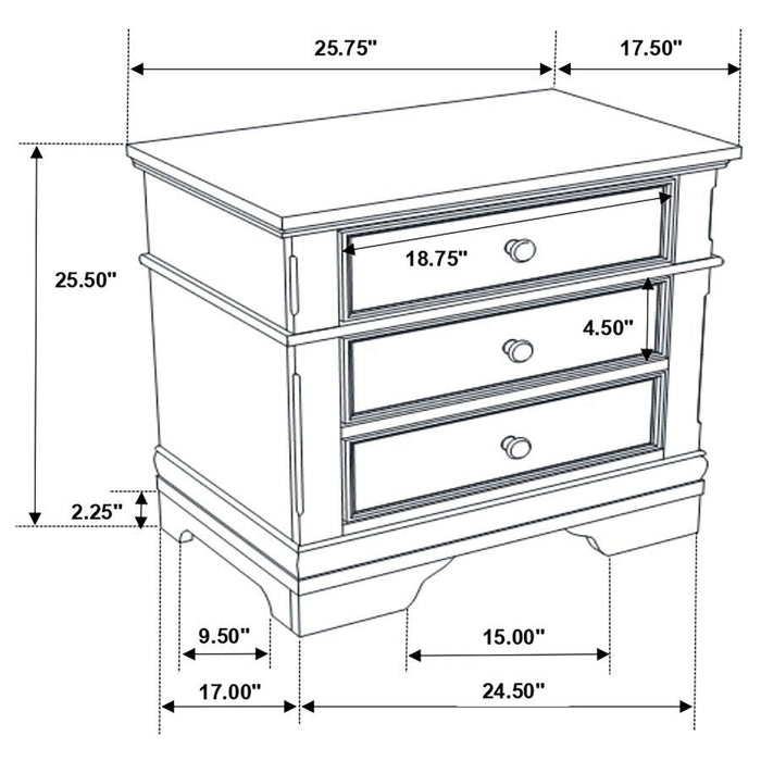 Manchester - 3-Drawer Nightstand - Wheat Brown