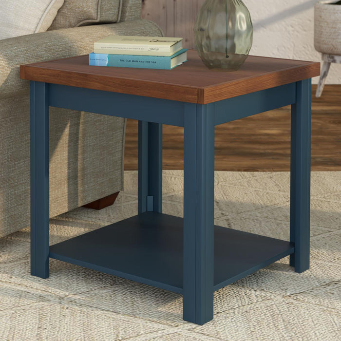 Nantucket - Side Table - Blue Denim / Whiskey