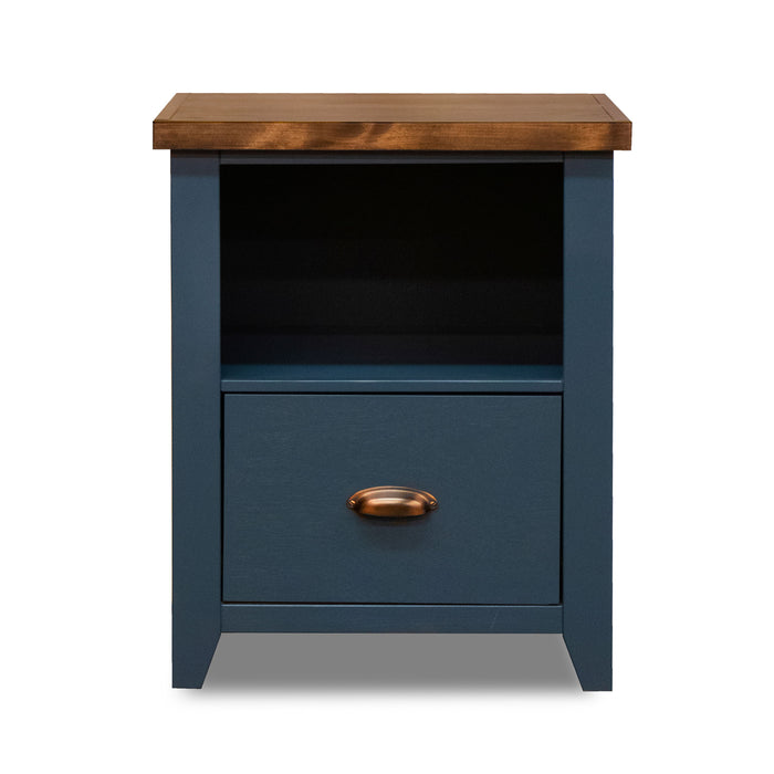 Nantucket - One Drawer File Cabinet - Blue Denim / Whiskey