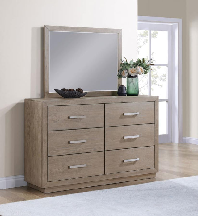 Kenora - 6 Drawers Dresser and Mirror - Barley Brown