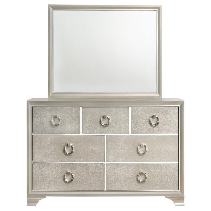 Salford - 7-Drawer Dresser With Mirror - Metallic Sterling