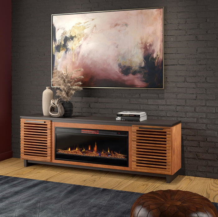 Graceland - 86" Fireplace TV Stand - Black / Bourbon