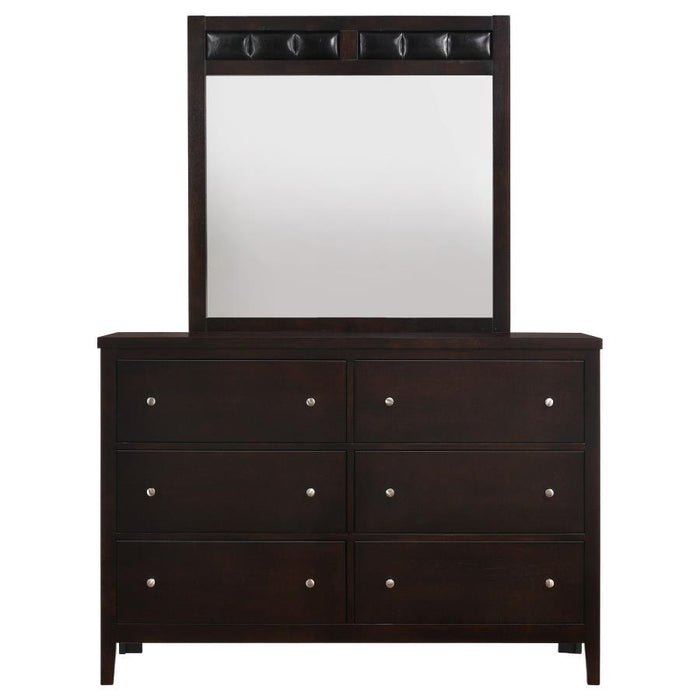 Carlton - 6-Drawer Rectangular Dresser With Mirror - Cappuccino