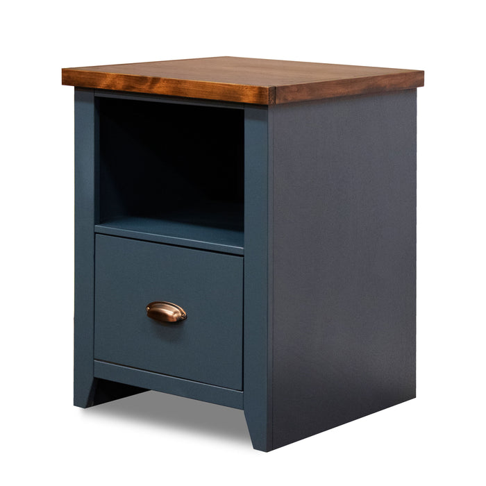 Nantucket - One Drawer File Cabinet - Blue Denim / Whiskey