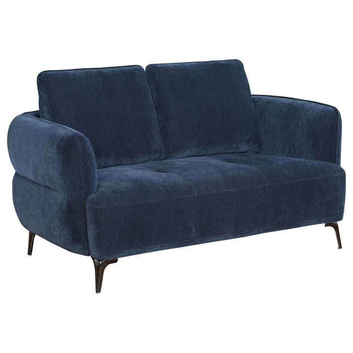 Lively - Chenille Upholstered Modern Track Arm Loveseat - Blue