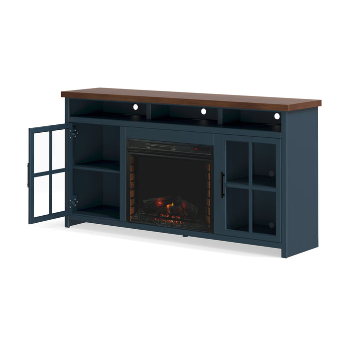 Nantucket - 74" Fireplace TV Stand - Blue Denim / Whiskey