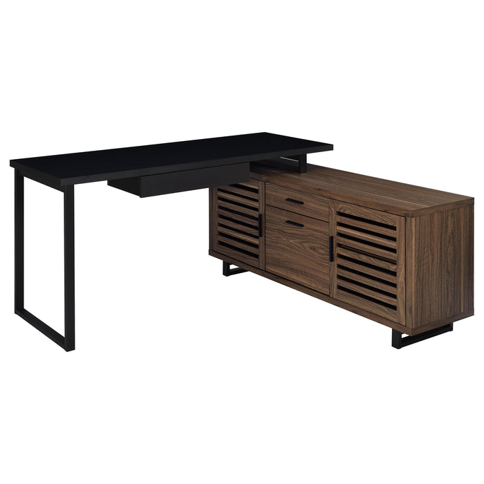 Maddox - L Shape Office Computer Desk - Black / Walnut