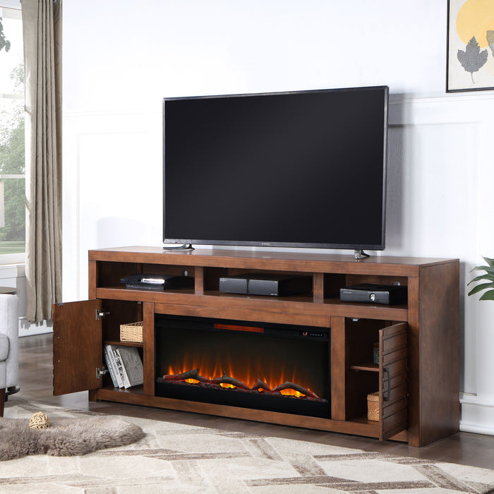 Sausalito - 78" Electric Fireplace TV Stand - Whiskey