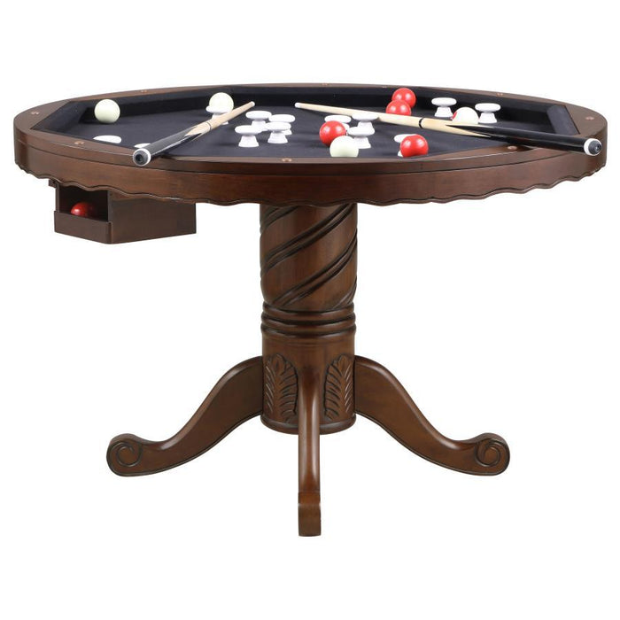 Turk - 3-In-1 Round Pedestal Game Table - Tobacco