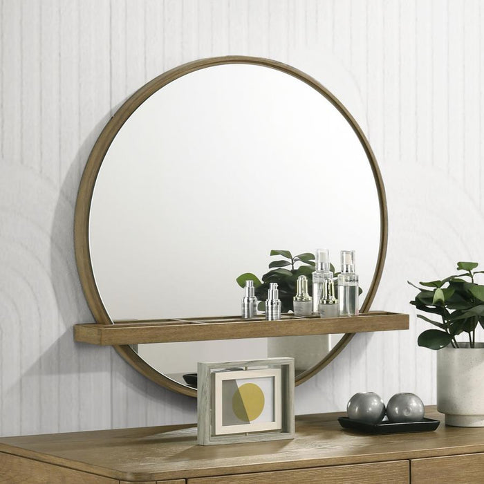 Arini - Round Vanity Wall Mirror With Shelf