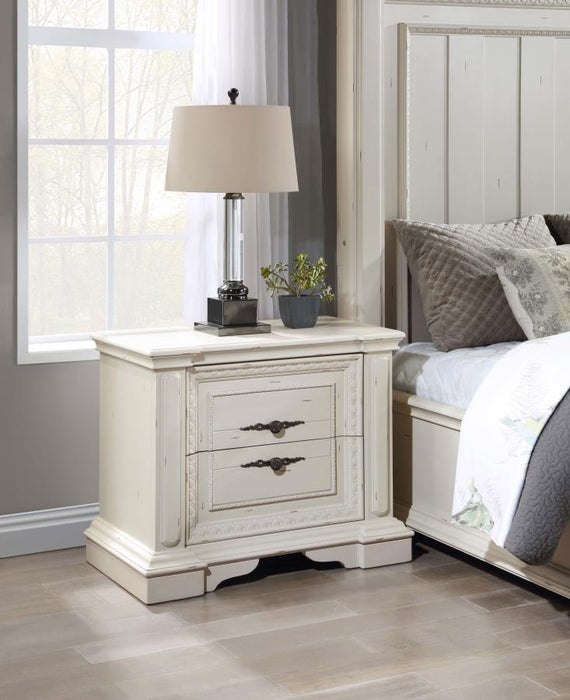 Evelyn - 2-Drawer Nightstand - Distressed White