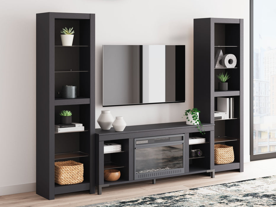 Cayberry - Black - 3-Piece Entertainment Center With Electric Fireplace