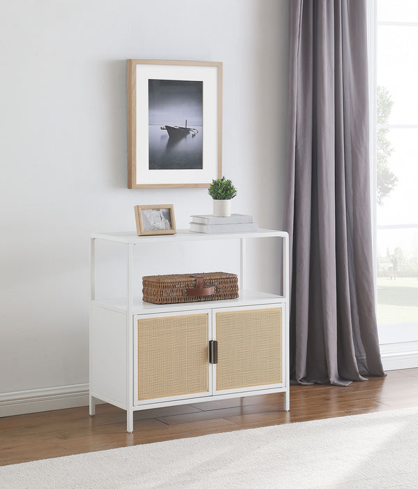 Amherst - 2-Door Radio Weave Cane Metal Accent Cabinet