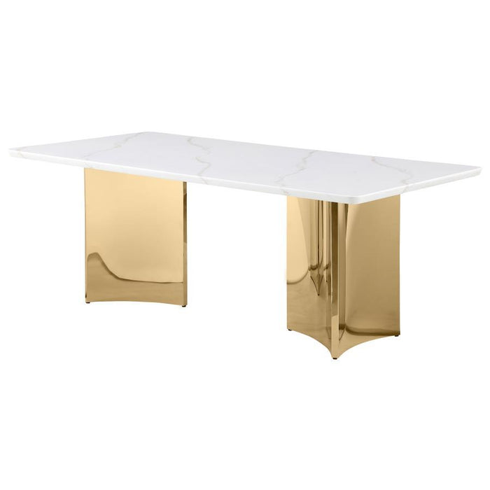 Galiano - Rectangular Stone Top Dining Table - White