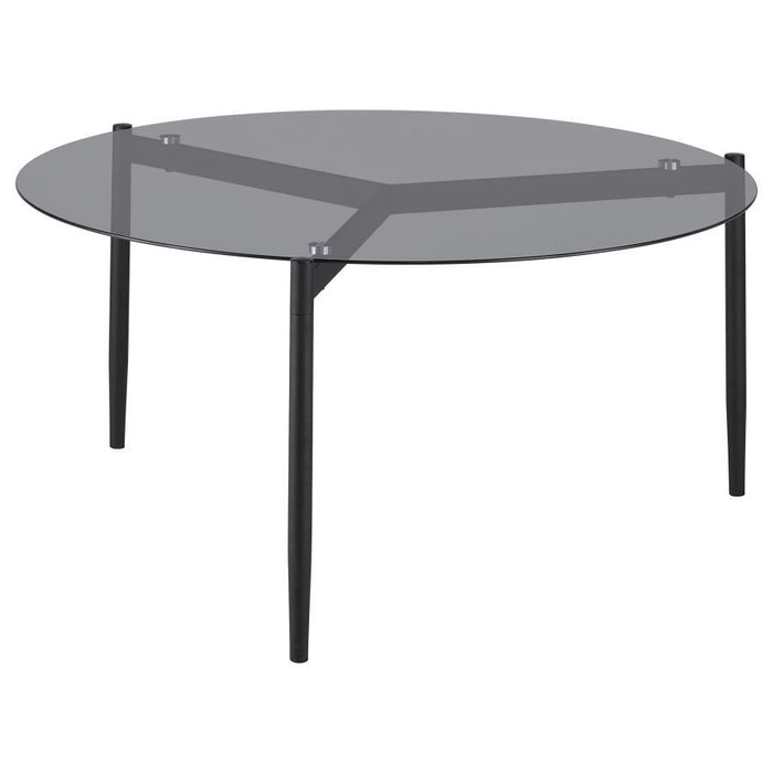 Rosalie - Round Smoked Glass Top Coffee Table Sandy - Black