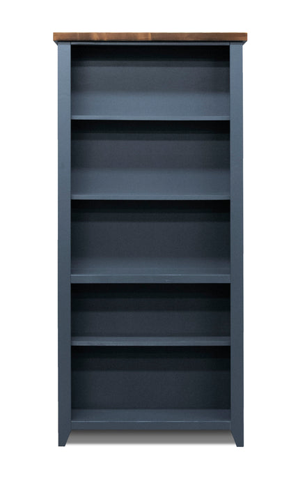 Nantucket - 5-Shelf Bookcase - Blue Denim / Whiskey